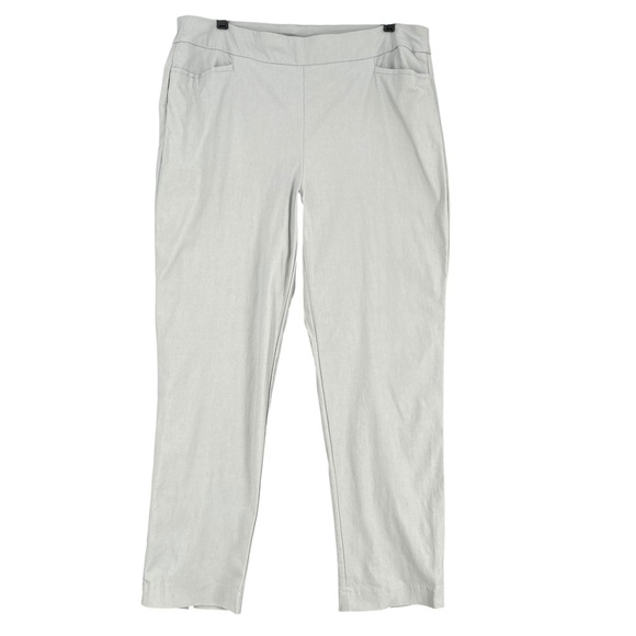 Chico's Women's 3R Size 16R Gray Side Pockets Pull On Straight Leg Pants - Picture 1 of 7